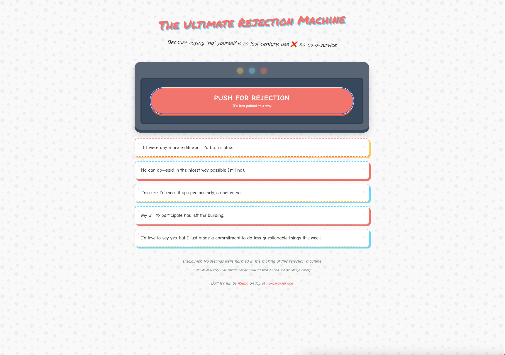 The Ultimate Rejection Machine Screenshot